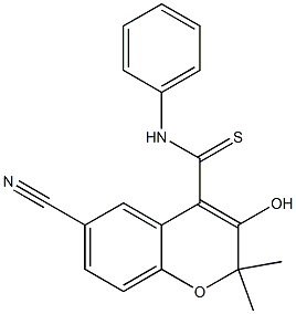 6-Cyano-3-hydroxy-N-phenyl-2,2-dimethyl-2H-1-benzopyran-4-carbothioamide 结构式