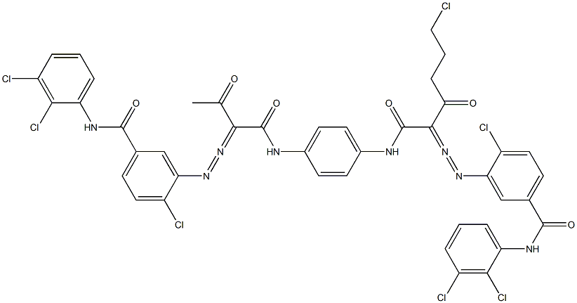 3,3'-[2-(2-Chloroethyl)-1,4-phenylenebis[iminocarbonyl(acetylmethylene)azo]]bis[N-(2,3-dichlorophenyl)-4-chlorobenzamide] 结构式