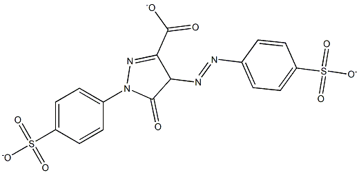 1-(4-Sulfonatophenyl)-4-(4-sulfonatophenylazo)-5-oxo-2-pyrazoline-3-carboxylic acid anion 结构式