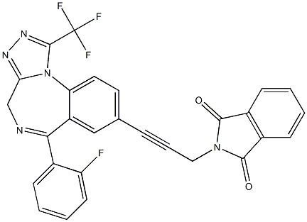 1-Trifluoromethyl-6-(2-fluorophenyl)-8-[3-[(2,3-dihydro-1,3-dioxo-1H-isoindol)-2-yl]-1-propynyl]-4H-[1,2,4]triazolo[4,3-a][1,4]benzodiazepine 结构式