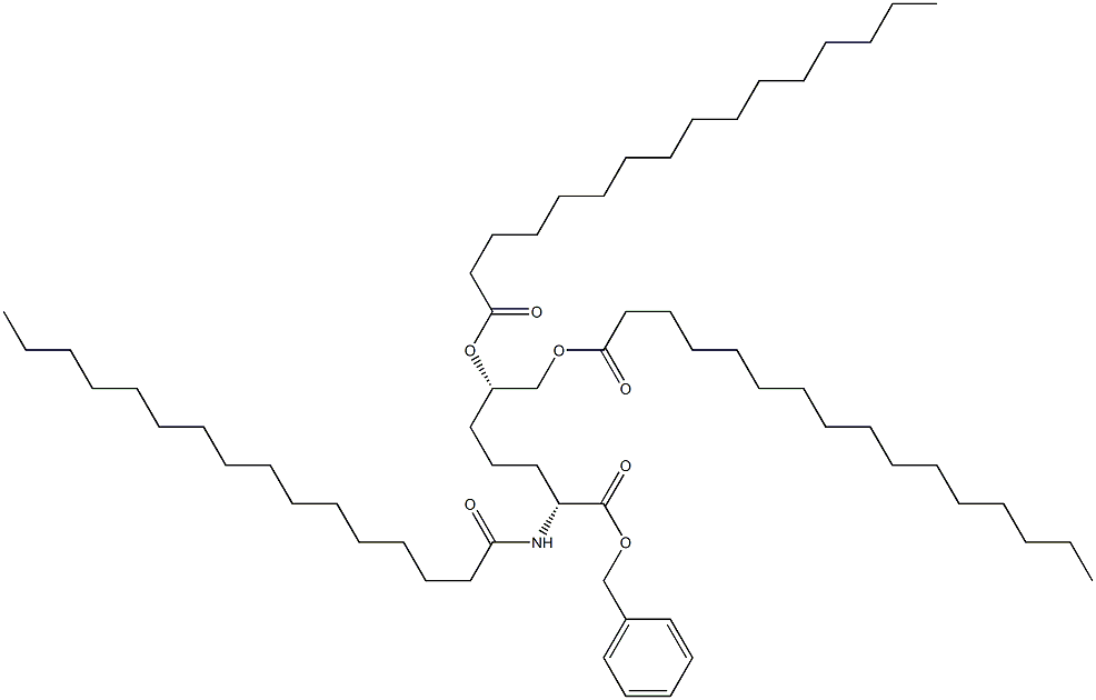 (2R,6S)-2-Palmitoylamino-6,7-di(palmitoyloxy)heptanoic acid benzyl ester 结构式