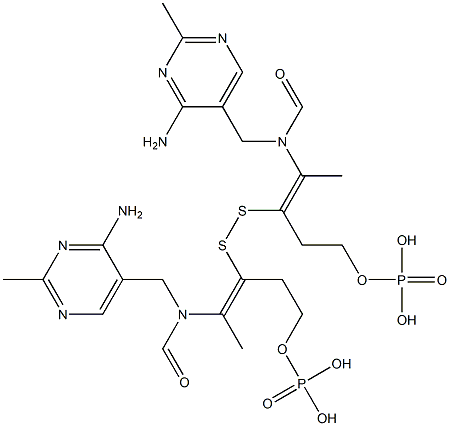 3,3'-Dithiobis[2-[formyl(2-methyl-4-aminopyrimidine-5-ylmethyl)amino]-5-(phosphonooxy)-2-pentene] 结构式