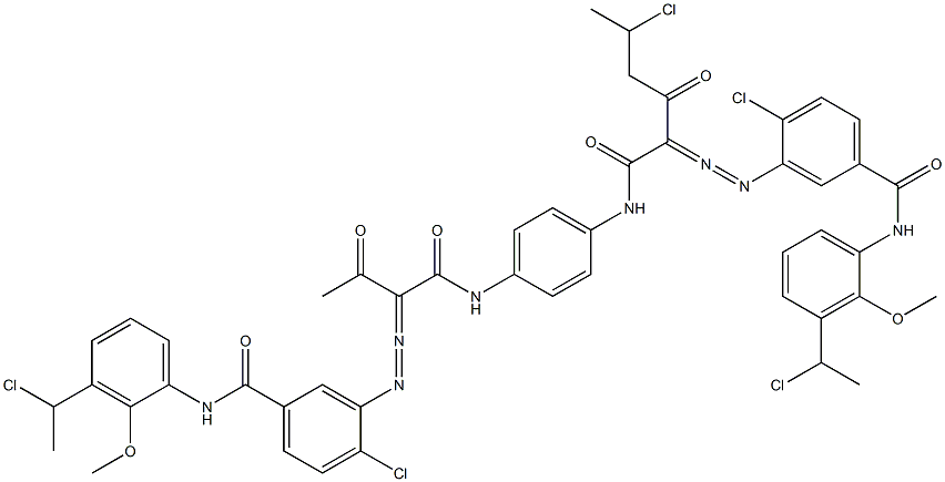 3,3'-[2-(1-Chloroethyl)-1,4-phenylenebis[iminocarbonyl(acetylmethylene)azo]]bis[N-[3-(1-chloroethyl)-2-methoxyphenyl]-4-chlorobenzamide] 结构式