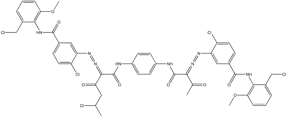 3,3'-[2-(1-Chloroethyl)-1,4-phenylenebis[iminocarbonyl(acetylmethylene)azo]]bis[N-[2-(chloromethyl)-6-methoxyphenyl]-4-chlorobenzamide] 结构式