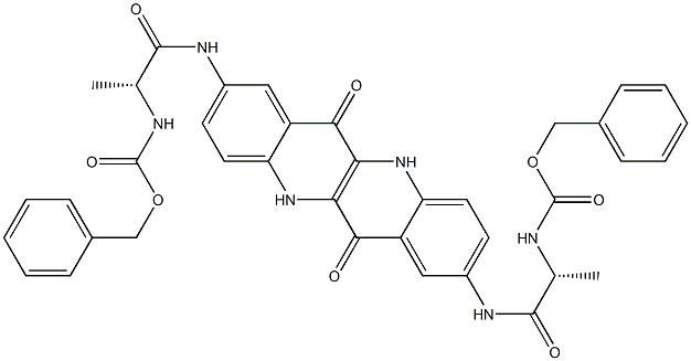 2,8-Bis[(R)-2-(benzyloxycarbonylamino)propionylamino]dibenzo[b,g][1,5]naphthyridine-6,12(5H,11H)-dione 结构式