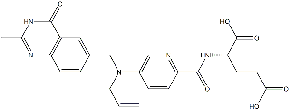 (2S)-2-[5-[N-(2-Propenyl)-N-[[(3,4-dihydro-2-methyl-4-oxoquinazolin)-6-yl]methyl]amino]-2-pyridinylcarbonylamino]glutaric acid 结构式