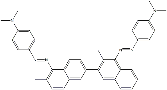 4,4'-Bis(4-dimethylaminophenylazo)-3,3'-dimethyl-2,7'-binaphthalene 结构式