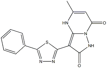 5-Methyl-3-(5-phenyl-1,3,4-thiadiazol-2-yl)pyrazolo[1,5-a]pyrimidine-2,7(1H,4H)-dione 结构式