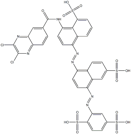 2-[[4-[[4-[[(2,3-Dichloro-6-quinoxalinyl)carbonyl]amino]-5-sulfo-1-naphthalenyl]azo]-7-sulfo-1-naphthalenyl]azo]-1,4-benzenedisulfonic acid 结构式