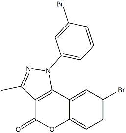 8-Bromo-3-methyl-1-(3-bromophenyl)[1]benzopyrano[4,3-c]pyrazol-4(1H)-one 结构式