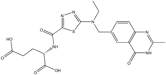 (2S)-2-[5-[N-Ethyl-N-[[(3,4-dihydro-2-methyl-4-oxoquinazolin)-6-yl]methyl]amino]-1,3,4-thiadiazol-2-ylcarbonylamino]glutaric acid 结构式