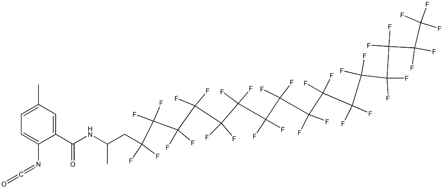 2-Isocyanato-5-methyl-N-[2-(tritriacontafluorohexadecyl)-1-methylethyl]benzamide 结构式