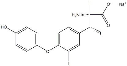 (2S,3R)-2-Amino-3-[4-(4-hydroxyphenoxy)-3-iodophenyl]-2,3-diiodopropanoic acid sodium salt 结构式