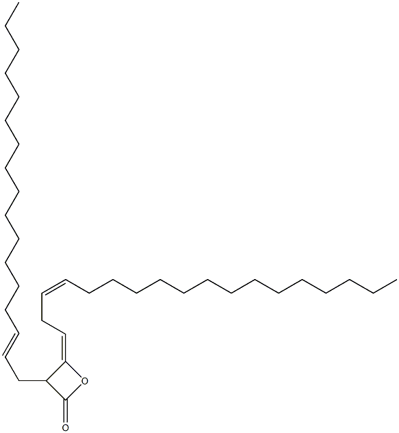 3-(2-Heptadecenyl)-4-(3-octadecen-1-ylidene)oxetan-2-one 结构式