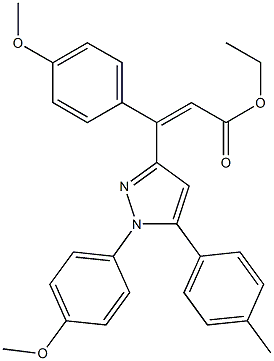 (Z)-3-(4-Methoxyphenyl)-3-[[1-(4-methoxyphenyl)-5-(4-methylphenyl)-1H-pyrazol]-3-yl]propenoic acid ethyl ester 结构式