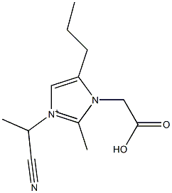 3-(1-Cyanoethyl)-2-methyl-5-propyl-1-(carboxymethyl)-1H-imidazol-3-ium 结构式