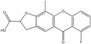 2,3-Dihydro-6-fluoro-11-methyl-5-oxo-5H-furo[3,2-b]xanthene-2-carboxylic acid 结构式