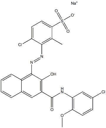 4-Chloro-2-methyl-3-[[3-[[(3-chloro-6-methoxyphenyl)amino]carbonyl]-2-hydroxy-1-naphtyl]azo]benzenesulfonic acid sodium salt 结构式