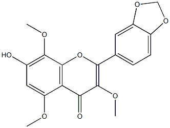 3,5,8-Trimethoxy-7-hydroxy-3',4'-(methylenedioxy)flavone 结构式