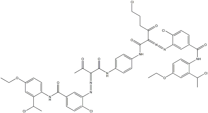 3,3'-[2-(2-Chloroethyl)-1,4-phenylenebis[iminocarbonyl(acetylmethylene)azo]]bis[N-[2-(1-chloroethyl)-4-ethoxyphenyl]-4-chlorobenzamide] 结构式