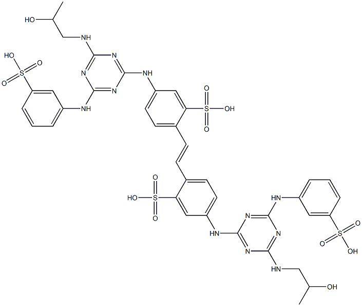 4,4'-Bis[6-(m-sulfoanilino)-4-(2-hydroxypropylamino)-1,3,5-triazin-2-ylamino]-2,2'-stilbenedisulfonic acid 结构式