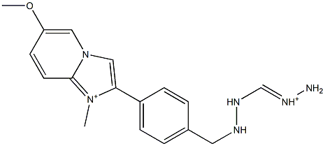 1-Methyl-6-methoxy-2-[4-[2-(aminoiminiomethyl)hydrazinomethyl]phenyl]imidazo[1,2-a]pyridin-1-ium 结构式