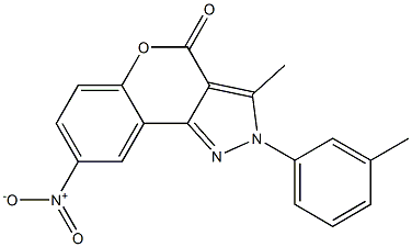 8-Nitro-3-methyl-2-(3-methylphenyl)[1]benzopyrano[4,3-c]pyrazol-4(2H)-one 结构式