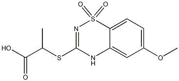 6-Methoxy-3-[(1-carboxyethyl)thio]-4H-1,2,4-benzothiadiazine 1,1-dioxide 结构式