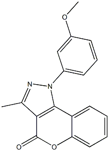 1-(3-Methoxyphenyl)-3-methyl[1]benzopyrano[4,3-c]pyrazol-4(1H)-one 结构式