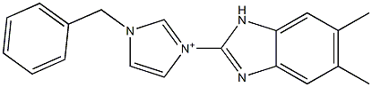 1-Benzyl-3-(5,6-dimethyl-1H-benzimidazol-2-yl)-1H-imidazol-3-ium 结构式