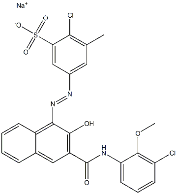 2-Chloro-3-methyl-5-[[3-[[(3-chloro-2-methoxyphenyl)amino]carbonyl]-2-hydroxy-1-naphtyl]azo]benzenesulfonic acid sodium salt 结构式