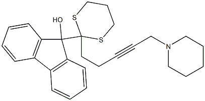 9-[2-[5-(1-Piperidinyl)-3-pentynyl]-1,3-dithian-2-yl]-9H-fluoren-9-ol 结构式