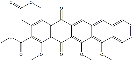 2-(Methoxycarbonyl)-3-[(methoxycarbonyl)methyl]-1,12,13-trimethoxy-5,14-pentacenedione 结构式