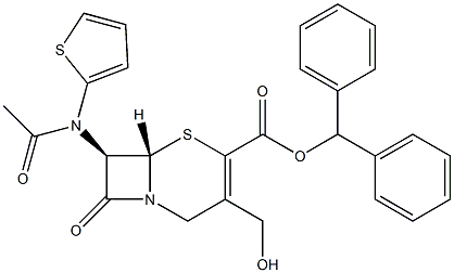 (7R)-3-(Hydroxymethyl)-7-[(2-thienyl)acetylamino]cepham-3-ene-4-carboxylic acid benzhydryl ester 结构式