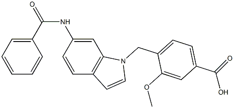 4-[6-(Benzoylamino)-1H-indol-1-ylmethyl]-3-methoxybenzoic acid 结构式