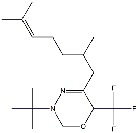 3,6-Dihydro-3-(tert-butyl)-5-(2,6-dimethyl-5-heptenyl)-6-trifluoromethyl-2H-1,3,4-oxadiazine 结构式