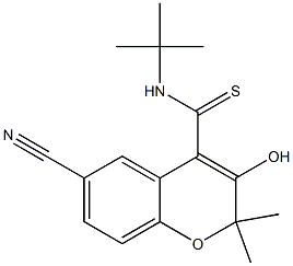 6-Cyano-3-hydroxy-N-tert-butyl-2,2-dimethyl-2H-1-benzopyran-4-carbothioamide 结构式