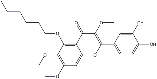 2-(3,4-Dihydroxyphenyl)-5-hexyloxy-3,6,7-trimethoxy-4H-1-benzopyran-4-one 结构式