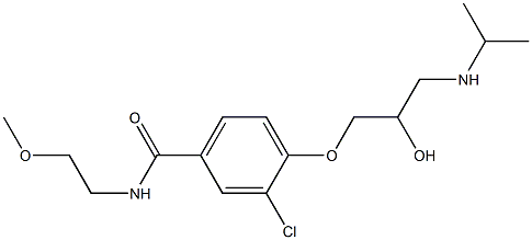 1-[4-[(2-Methoxyethyl)carbamoyl]-2-chlorophenoxy]-3-[isopropylamino]-2-propanol 结构式