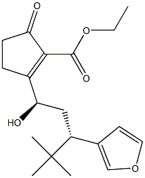 5-Oxo-2-[(1R,3S)-4,4-dimethyl-1-hydroxy-3-(3-furyl)pentyl]-1-cyclopentene-1-carboxylic acid ethyl ester 结构式