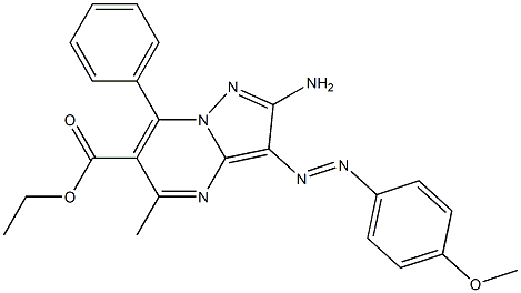 2-Amino-3-(4-methoxyphenylazo)-5-methyl-7-phenylpyrazolo[1,5-a]pyrimidine-6-carboxylic acid ethyl ester 结构式