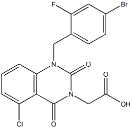 1-(4-Bromo-2-fluorobenzyl)-1,2,3,4-tetrahydro-5-chloro-2,4-dioxoquinazoline-3-acetic acid 结构式