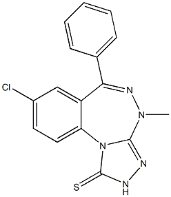 8-Chloro-4-methyl-6-phenyl-4H-[1,2,4]triazolo[4,3-a][1,3,4]benzotriazepine-1(2H)-thione 结构式