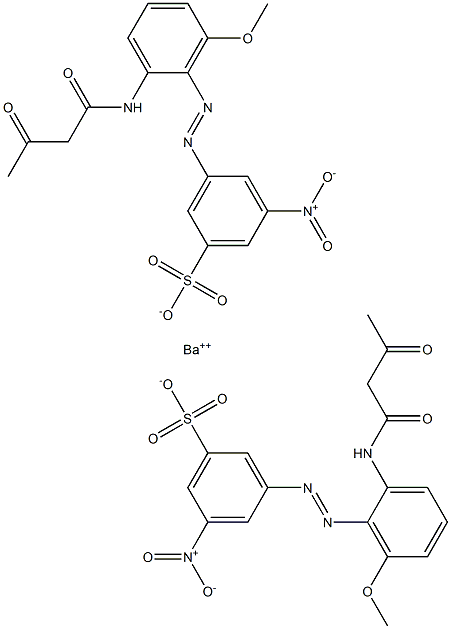 Bis[3-[2-(1,3-dioxobutylamino)-6-methoxyphenylazo]-5-nitrobenzenesulfonic acid]barium salt 结构式