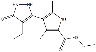 3,5-Dimethyl-4-(4-ethyl-5-oxo-3-pyrazolin-3-yl)-1H-pyrrole-2-carboxylic acid ethyl ester 结构式
