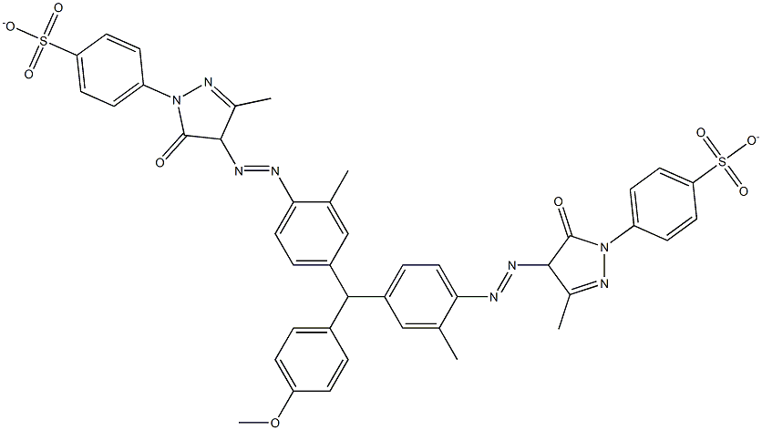 4,4'-[[(4-Methoxyphenyl)methylene]bis[(2-methyl-4,1-phenylene)azo[(4,5-dihydro-3-methyl-5-oxo-1H-pyrazole)-4,1-diyl]]]bis[(benzenesulfonic acid)anion] 结构式