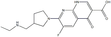 6-Fluoro-1,4-dihydro-4-oxo-7-(3-ethylaminomethyl-1-pyrrolidinyl)-1,8-naphthyridine-3-carboxylic acid 结构式