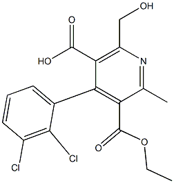 4-(2,3-Dichlorophenyl)-2-methyl-6-hydroxymethyl-3-ethoxycarbonyl-5-pyridinecarboxylic acid 结构式