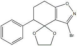 3-Bromo-4,5,6,7-tetrahydro-5-phenylspiro[1,2-benzisoxazole-4,2'-[1,3]dioxolane] 结构式