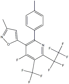 2-(Pentafluoroethyl)-3-(trifluoromethyl)-4-fluoro-5-(3-methylisoxazol-5-yl)-6-(4-methylphenyl)pyridine 结构式